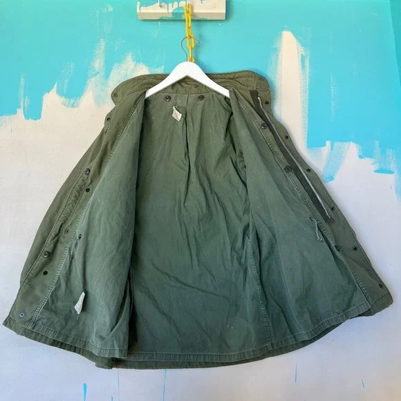 Vintage 1960s US Military M-65 Hooded Field Jacket Medium Army OG-107 No Liner - Picture 15 of 16